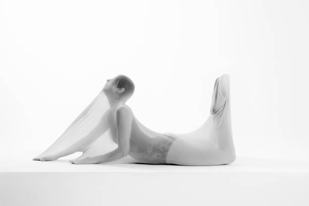 Beautiful ballerina is dancing with transparent socks