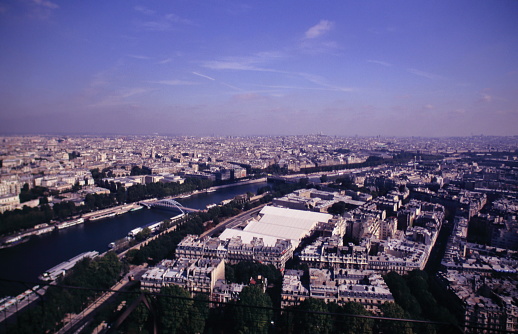 Aerial view of Paris from Eiffel Tower during 1990s