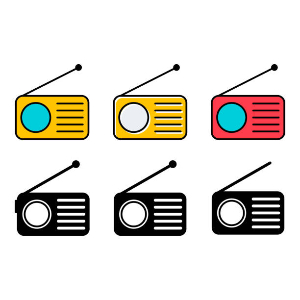 istock Set of Retro radio station icon, flat isolated music sound media button, web vector illustration 2124486152