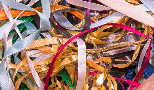 A Background tangled with colorful ribbons.