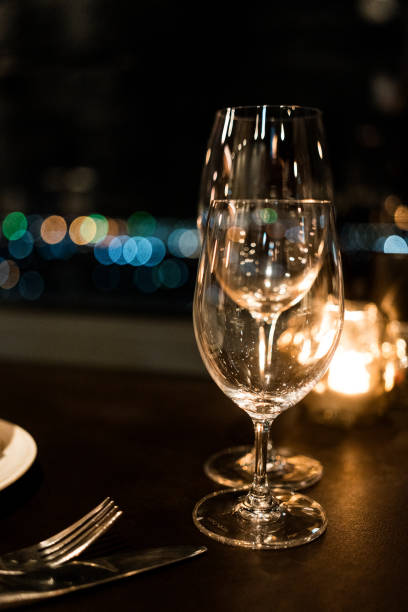 istock Transparent wine glasses with bokeh. 2124552783