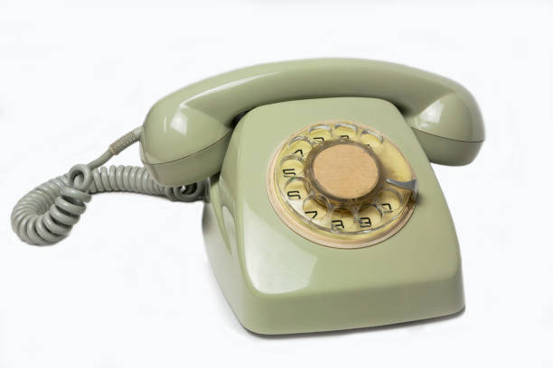 Vintage telephone receiver isolated on white background