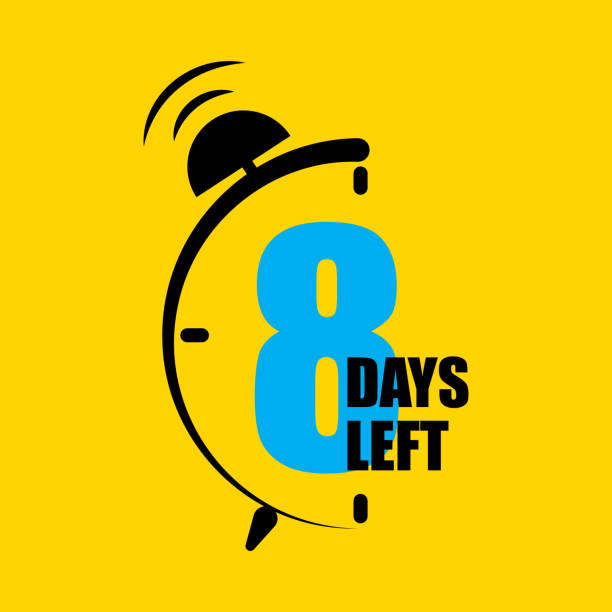 Countdown timer icon. Eight days left notification. Urgent countdown alert. Time running out concept. Vector illustration. EPS 10. Countdown timer icon. Eight days left notification. Urgent countdown alert. Time running out concept. Vector illustration. EPS 10. Stock image. its the final countdown stock illustrations