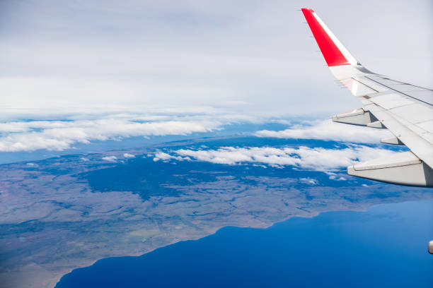 Punta Arenas, Chile - February 4, 2024. Impression of the coast of southern Chile, as seen from a LATAM airlines Airbus A320 NEO.