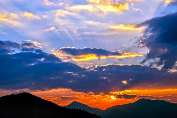bright sunny dawn in the mountains