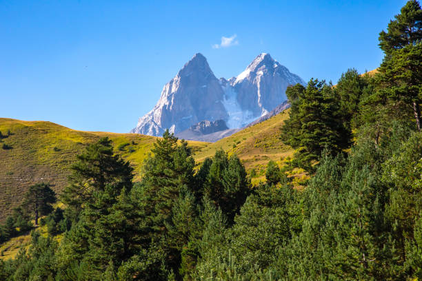 the Caucasus mountain range in Georgia. Ushba Mountain landscape