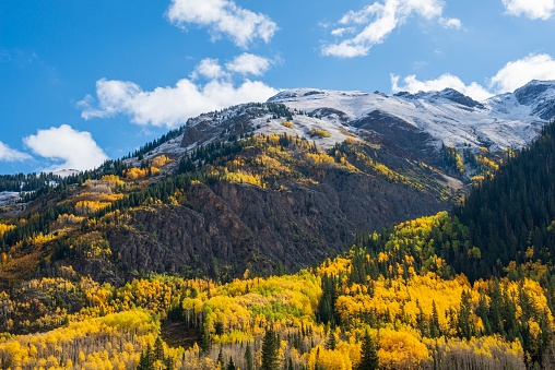 Scenery of Red Mountain Pass in Autumn, Colorado, USA