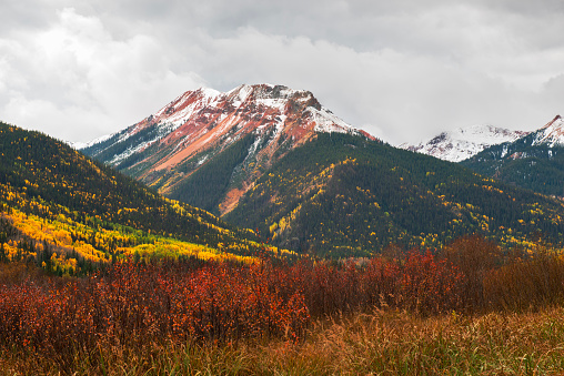 Scenery of Red Mountain Pass in Autumn, Colorado, USA