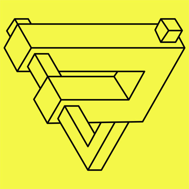 невозможные формы. сакральная геометрия треугольника. фигура оптической иллюзии. абстрактный вечный геометрический объект. невозможный б� - illusion triangle solution business stock illustrations