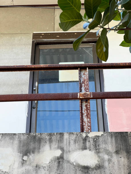 istock glass door with tile wall 2124902707