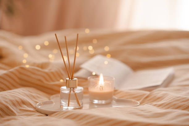 istock Cozy home atmosphere with liquid fragrance in bed 2124940154