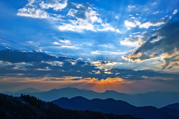 bright sunny dawn in the mountains