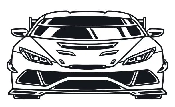 Vector illustration of Fast car monochrome vintage sticker