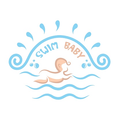 baby swimming course icon vector illustration concept design template web