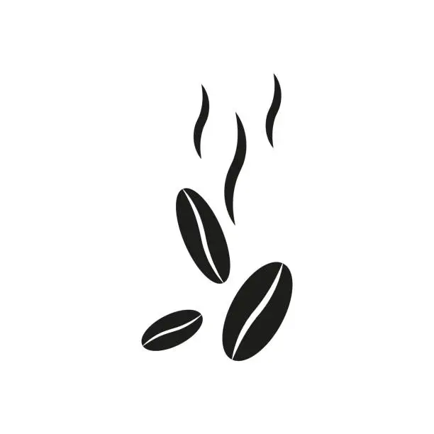 Vector illustration of Roasting coffee beans with aroma. Freshness and breakfast concept. Vector illustration. EPS 10.