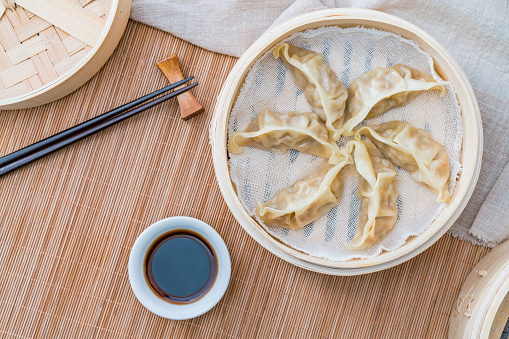 Traditional Chinese Food Steamed dumplings in Steamer