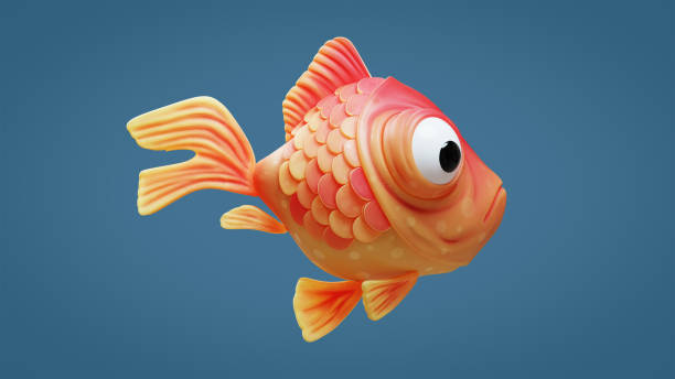 istock 3d render cartoon kawaii funny spherical goldfish. 2125086147