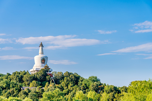 Scenery of the White Pagoda in Beihai Park, Beijing, China