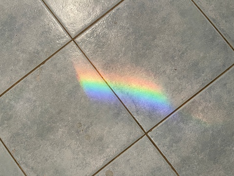 beautiful seven color of rainbow from light reflection