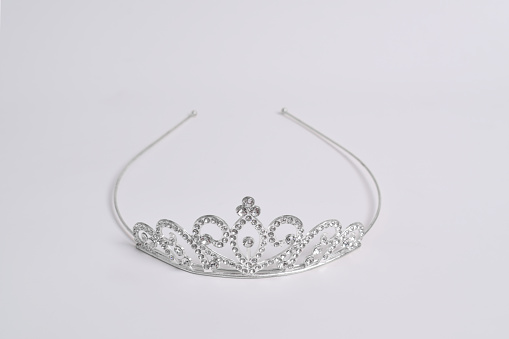 Silver princess crown isolated on white background