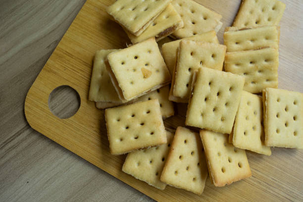 Cheese Shake Biscuit with Pineapple Paste Filling on Wooden Board
