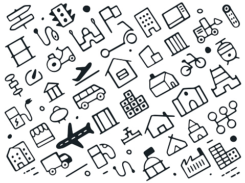 Seamless Doodle Repeating Pattern for City Modern Life