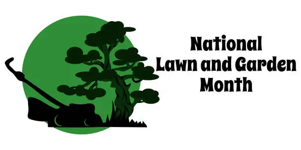 Vector illustration of National Lawn and Garden Month, simple horizontal banner on the theme of landscaping