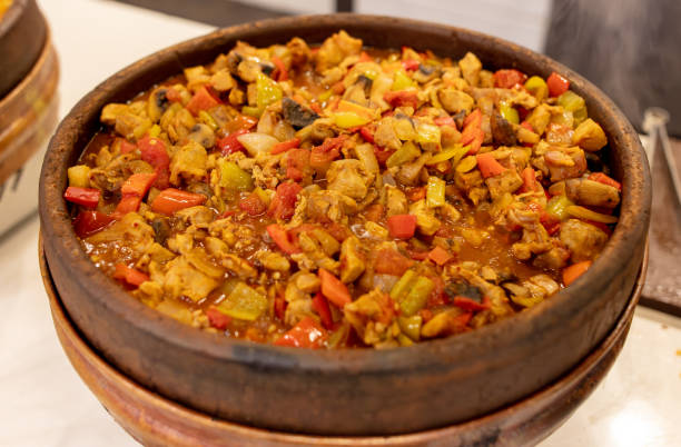 istock Dishes with stewed vegetables and meat in a restaurant 2125193219