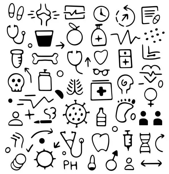 Vector illustration of Seamless Doodle Repeating Pattern for Medicine & Health
