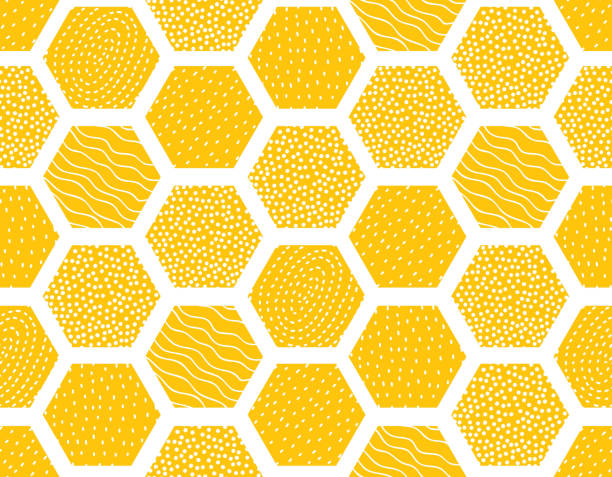 illustrazioni stock, clip art, cartoni animati e icone di tendenza di seamless honey comb pattern. - arnia