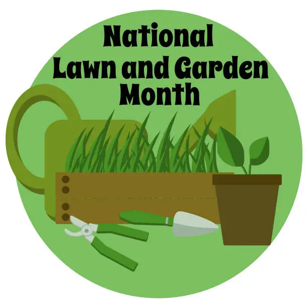Vector illustration of National Lawn and Garden Month, simple banner on gardening theme
