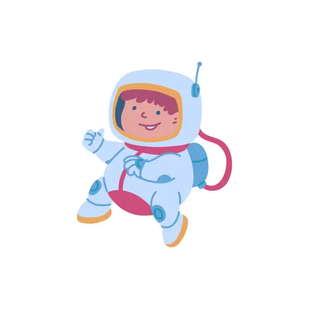 Vector illustration of Cheerful child astronaut vector illustration