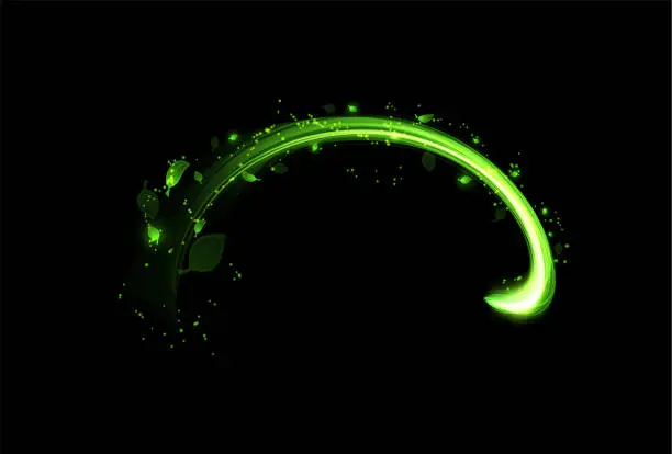 Vector illustration of Green glowing magic swirl, energy effect, vector illustration