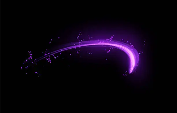 Vector illustration of Vector magic effect of purple neon glow on a black background