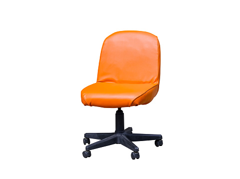 Orange brown Leather Swivel Chair isolated on white background with Clipping Path