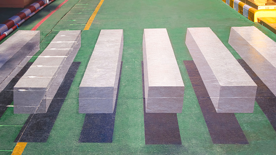 Pedestrian crosswalk in optical 3D effect on walkway in primary school at Samut Sakhon, Thailand for teaching children about correct traffic rules.