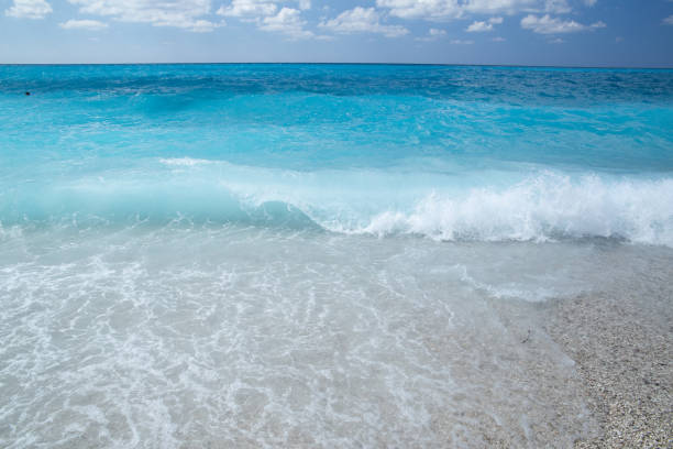istock sea waves clouds in lefkada island, kathisma beach greece 2125401289