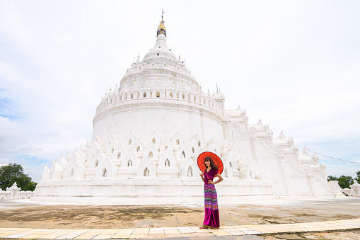 mandalay, myanmar. 20th august, 2019: Constructed by King Bagyidaw in 1816, the Mya Thein Tan Pagoda represents Mount Meru, a sacred Buddhist mountain