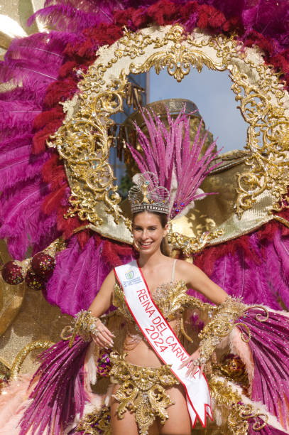karnevalskönigin begrüßt das publikum - samba dancing dancer salsa dancing carnival stock-fotos und bilder