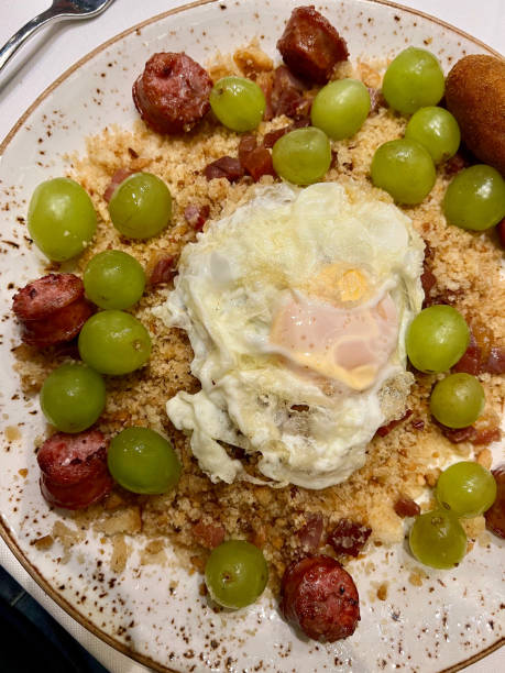 Migas with a fried egg stock photo