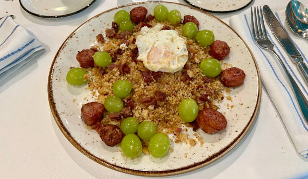 Migas with a fried egg stock photo