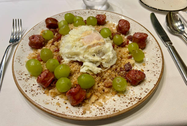 Migas with a fried egg stock photo