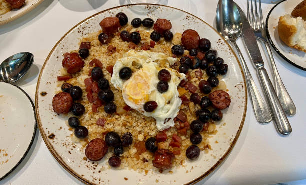 Migas with a fried egg stock photo