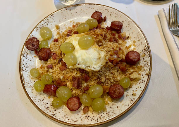 Migas with a fried egg stock photo