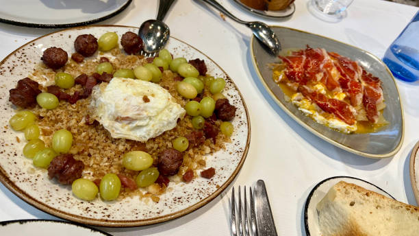 Migas with a fried egg stock photo