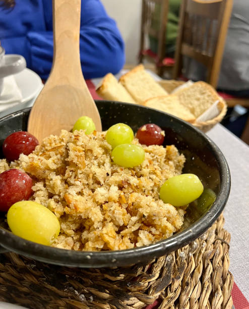 Migas with a fried egg stock photo