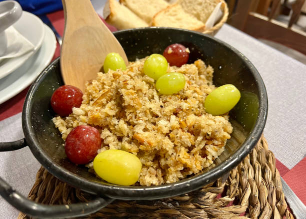 Migas with a fried egg stock photo