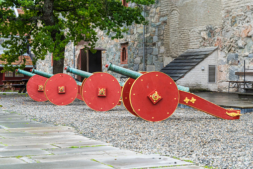 Old Canons at The Armoury (Forsvarsmuseet Rustkammeret) in Trondheim Norway
