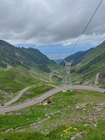 dangerous and steep road in transfagaras mountains romania