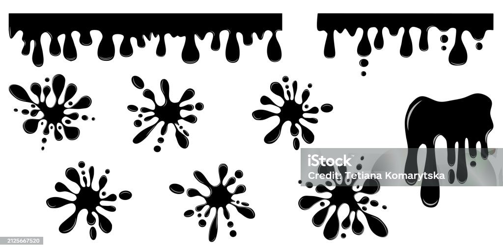 Spatter Cartoon Cartoon Paint Splatters And Ink Splashes Stock Illustration - Download ...